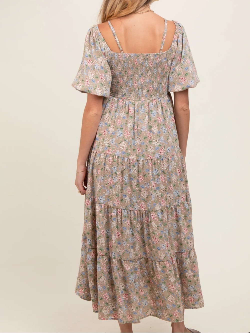 In Loom Floral Puff Sleeve Midi Dress Cottagecore Prairie NWT Medium - Picture 3 of 15
